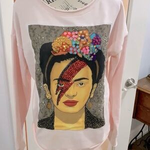 Frida Kahlo Sweatshirt with Sequin Design
